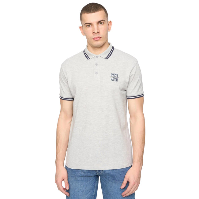 Grey Marl - Front - Crosshatch Mens Changra Polo Shirt