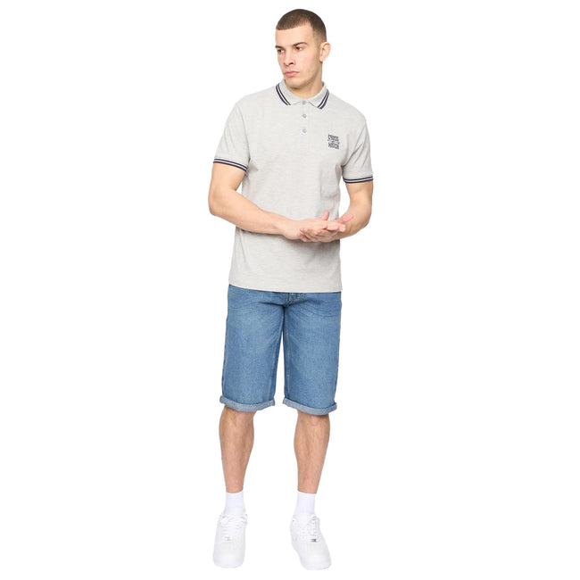 Grey Marl - Side - Crosshatch Mens Changra Polo Shirt