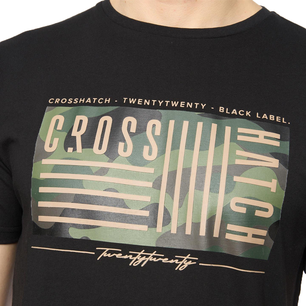 Black - Side - Crosshatch Mens Wenfore T-Shirt