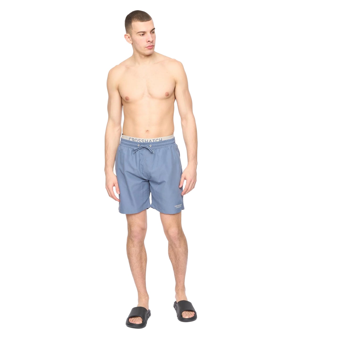 Navy - Side - Crosshatch Mens Rembrants Swim Shorts