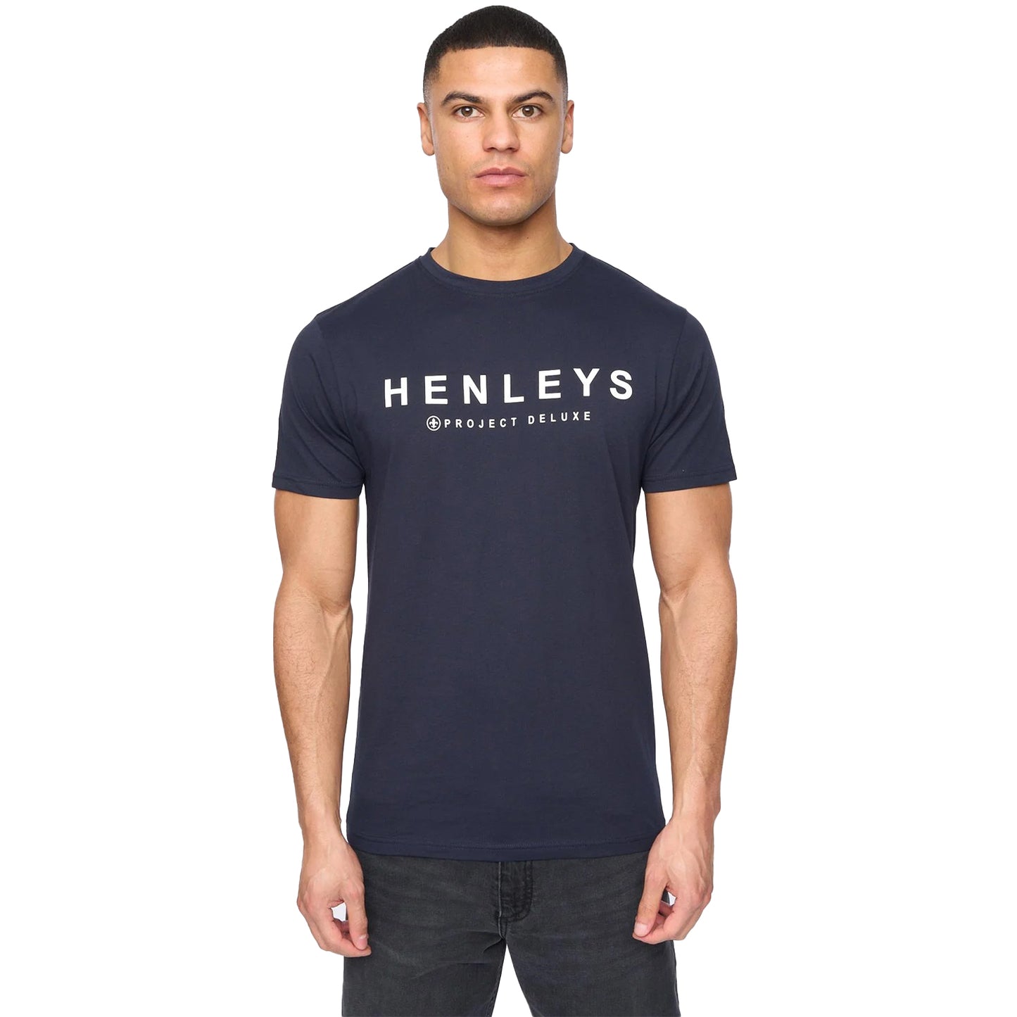 Black-Blue-White-Light Beige-Dark Blue - Close up - Henleys Mens Henyfront T-Shirt (Pack of 5)