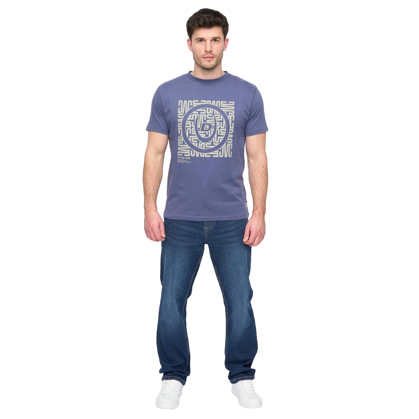 Navy - Side - Duck and Cover Mens Pixalate T-Shirt