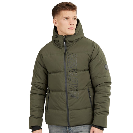 Khaki Green - Front - Henleys Mens System Ski Puffer Jacket