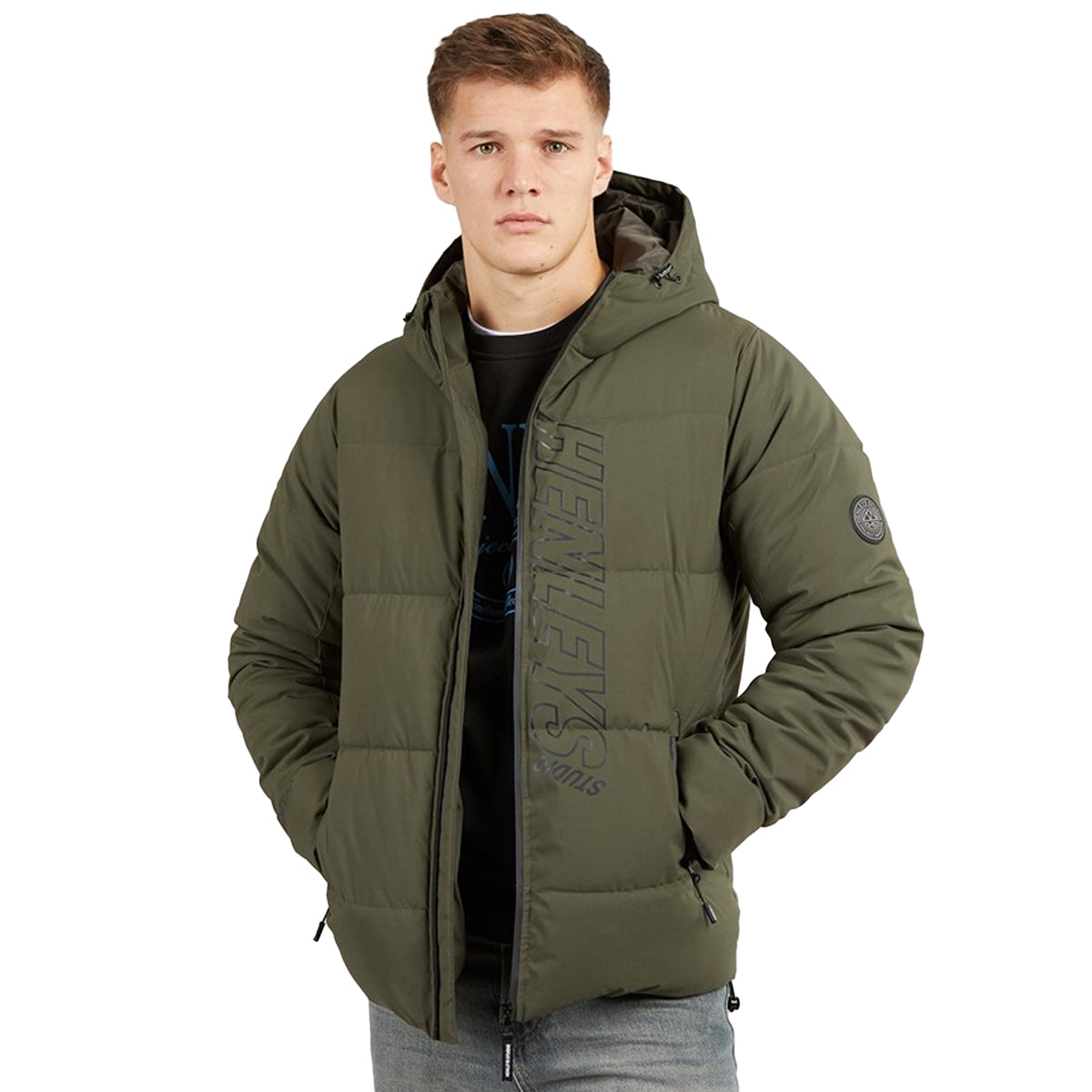 Khaki Green - Lifestyle - Henleys Mens System Ski Puffer Jacket