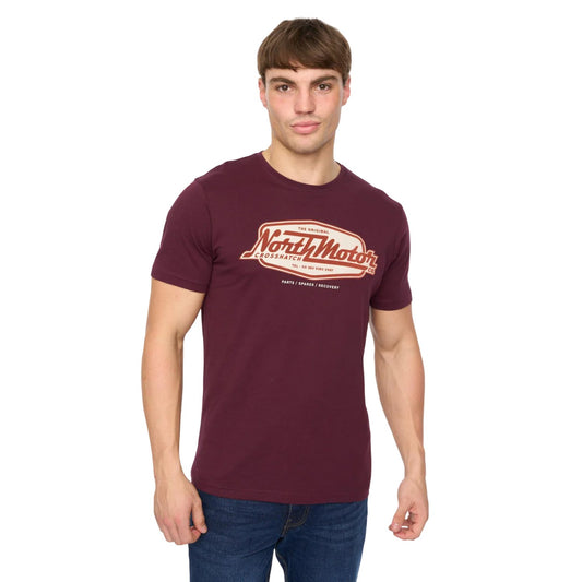 Rum Raisin - Front - Crosshatch Mens Hellmere T-Shirt