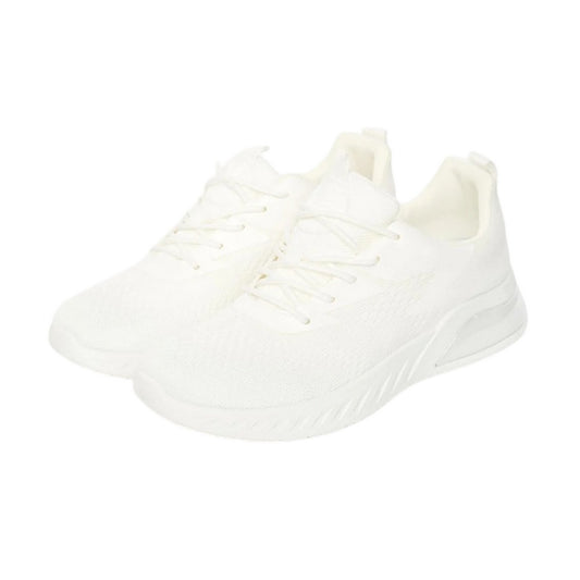 White - Front - Crosshatch Mens Earsdon Flyknit Trainers