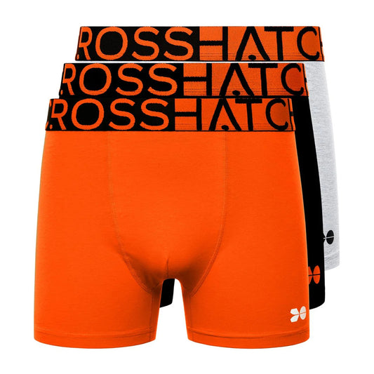 Red-Orange - Front - Crosshatch Mens Dumas Boxer Shorts (Pack of 3)
