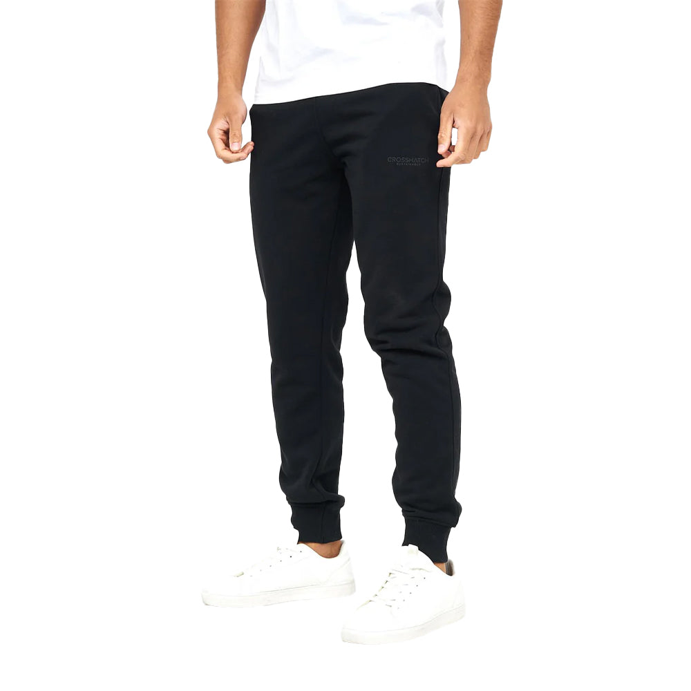 Black-Charcoal-Navy - Lifestyle - Crosshatch Mens Mayview Jogging Bottoms (Pack of 3)