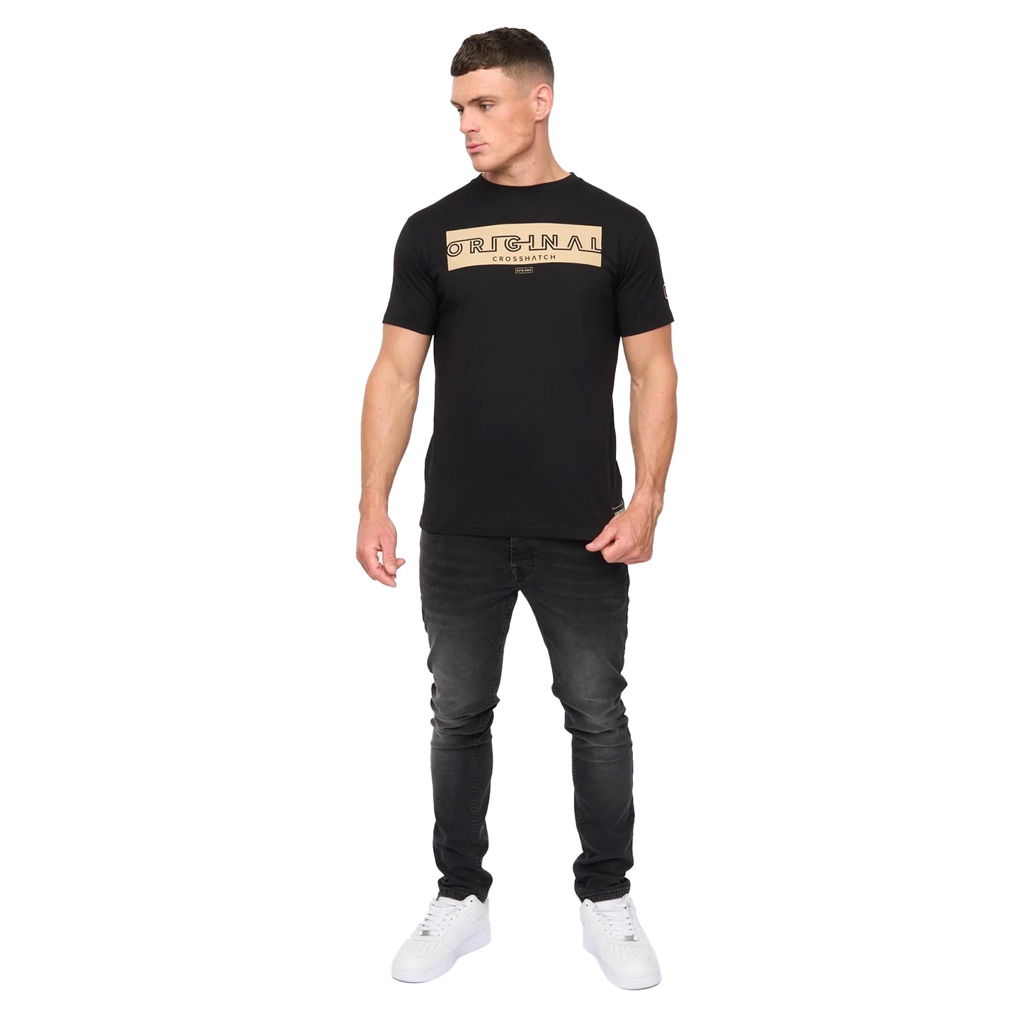 Black - Lifestyle - Crosshatch Mens Kratmoss T-Shirt