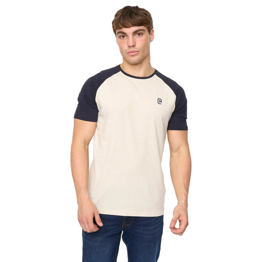 Navy-Off White - Front - Crosshatch Mens Remison T-Shirt