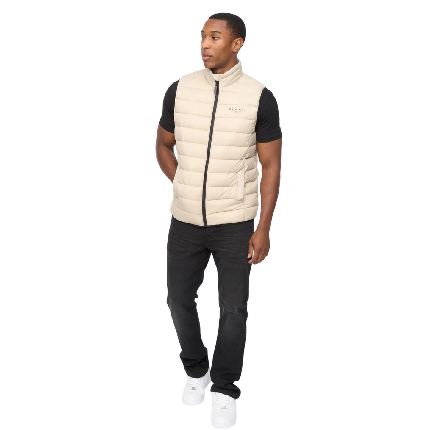 Stone - Pack Shot - Crosshatch Mens Gattering MVE Quilted Gilet