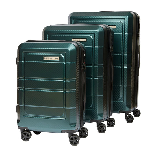 Dark Green - Front - Duck and Cover Venture Suitcase (Pack of 3)