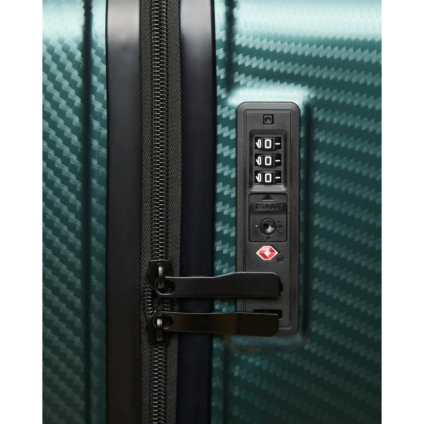 Dark Green - Close up - Duck and Cover Venture Suitcase (Pack of 3)