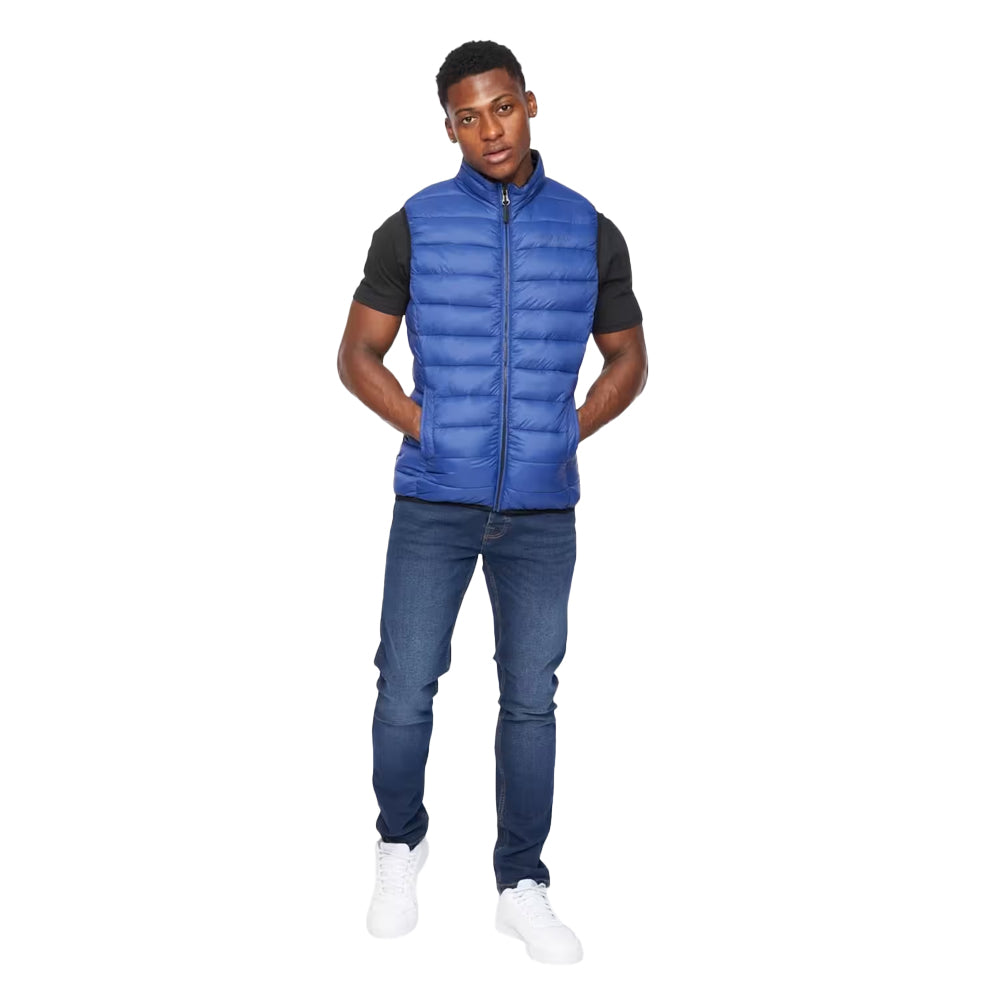 Royal Blue - Side - Crosshatch Mens Gattering Quilted Gilet