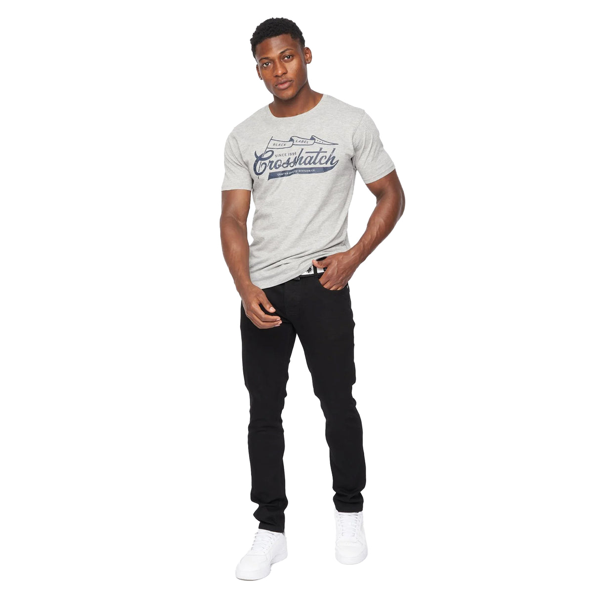 Solid Black - Lifestyle - Crosshatch Mens Barbeck Slim Jeans