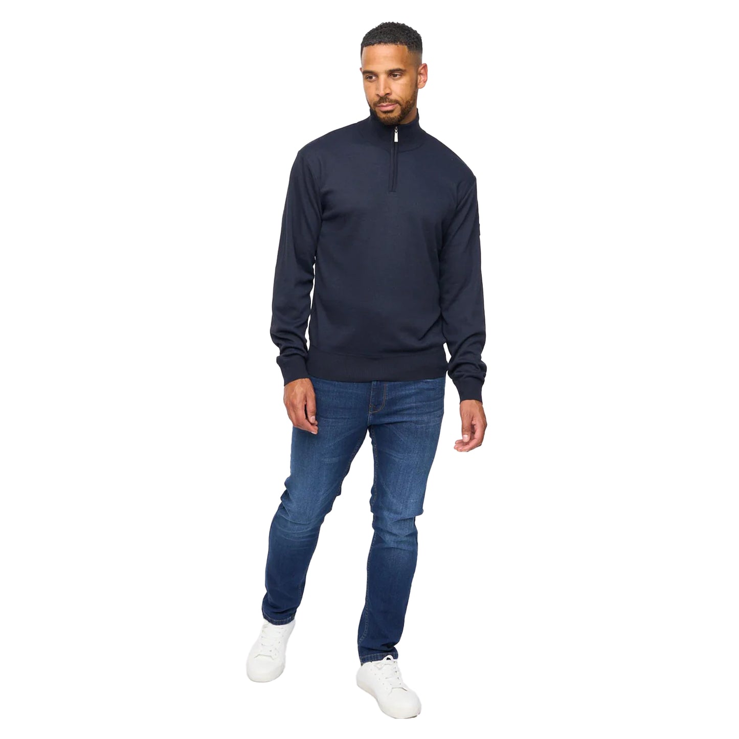 Navy - Lifestyle - Bewley & Ritch Mens Delloway Funnel Neck Jumper