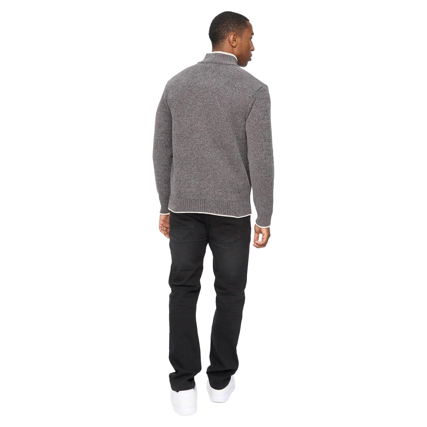 Grey Marl - Lifestyle - Crosshatch Mens Coldwell Chenille Quarter Zip Jumper