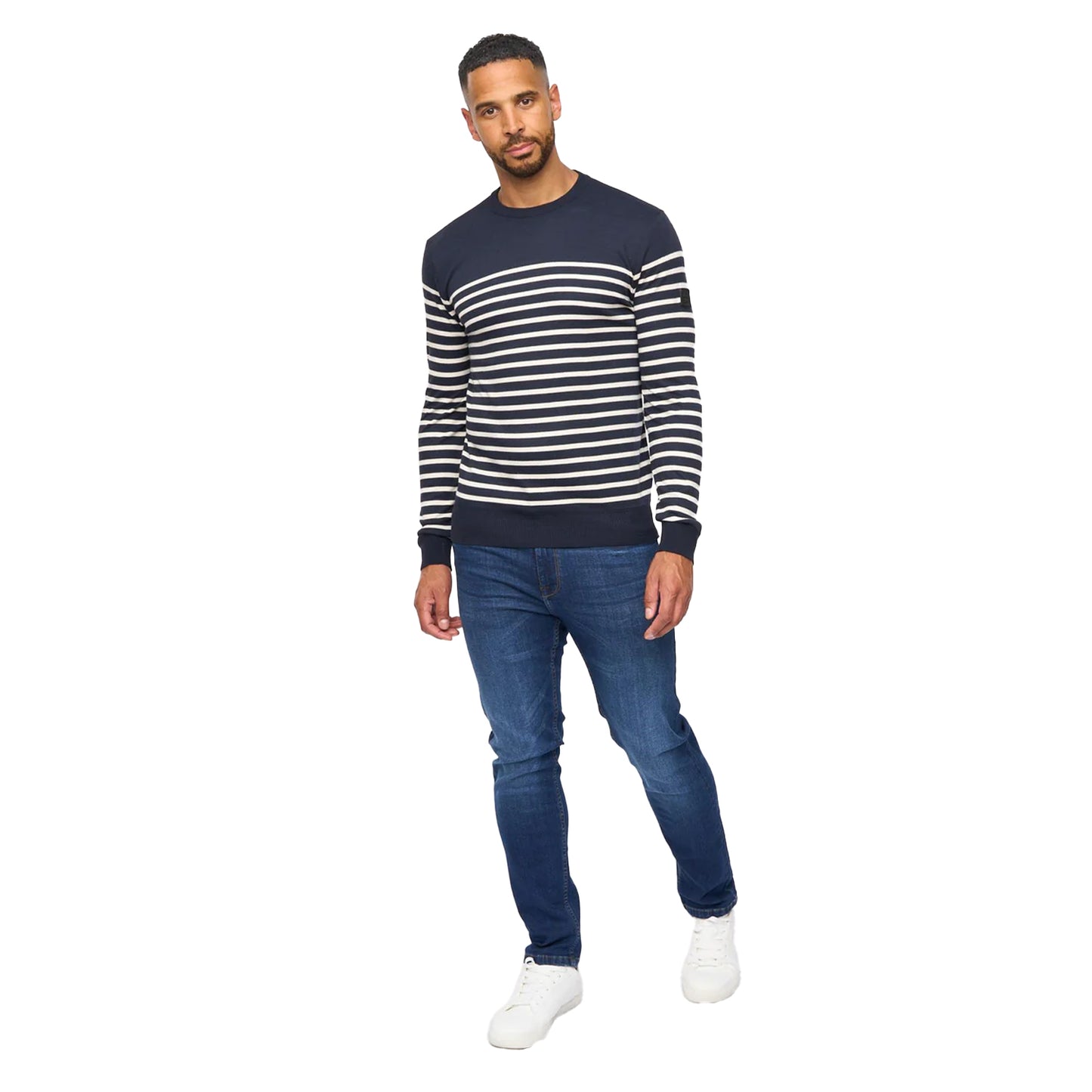 Navy - Side - Bewley & Ritch Mens Howland Crew Neck Jumper
