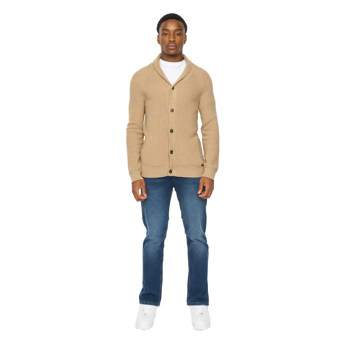 Stone - Side - Duck and Cover Mens Venosa Shawl Collar Cardigan