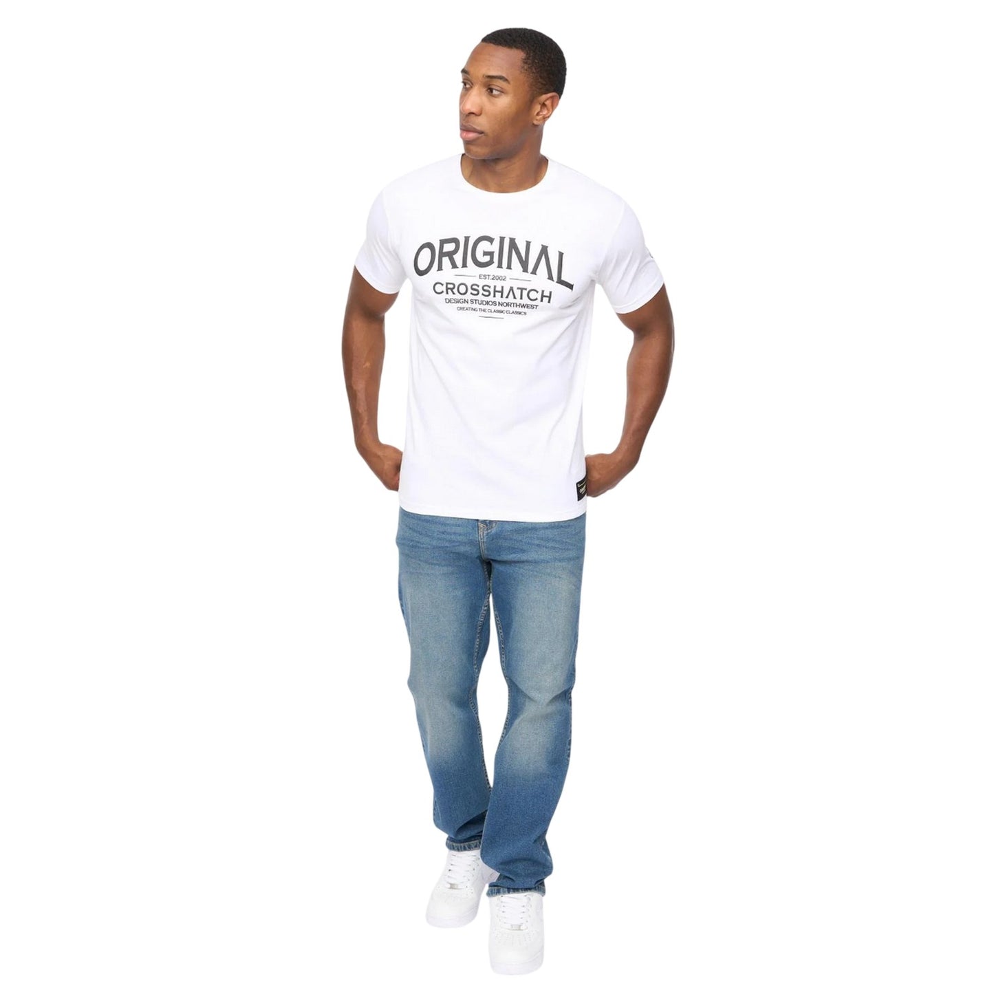 White - Pack Shot - Crosshatch Mens Vintage T-Shirt
