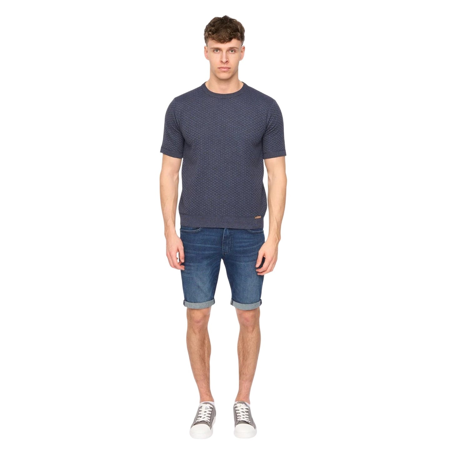 Slate Blue - Lifestyle - Duck and Cover Mens Mataso Knitted T-Shirt