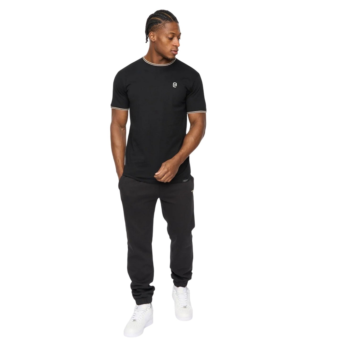 Black - Lifestyle - Crosshatch Mens Preece T-Shirt