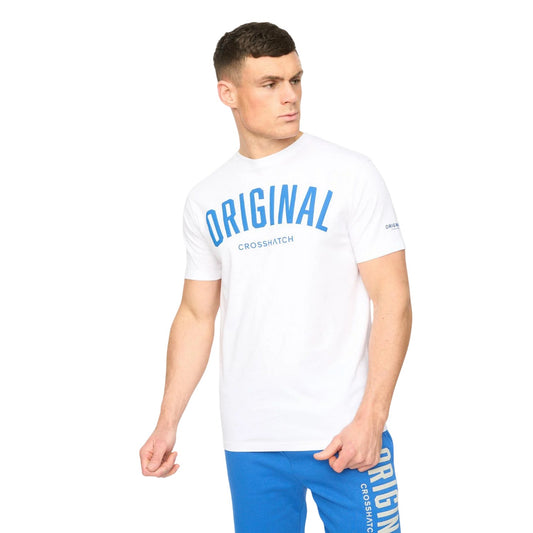 White - Front - Crosshatch Mens Kensby T-Shirt