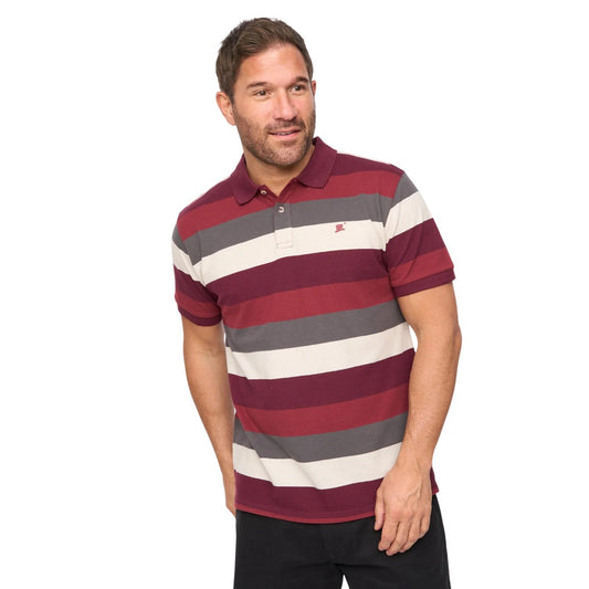 Burgundy - Front - Bewley & Ritch Mens Hadley Striped Polo Shirt