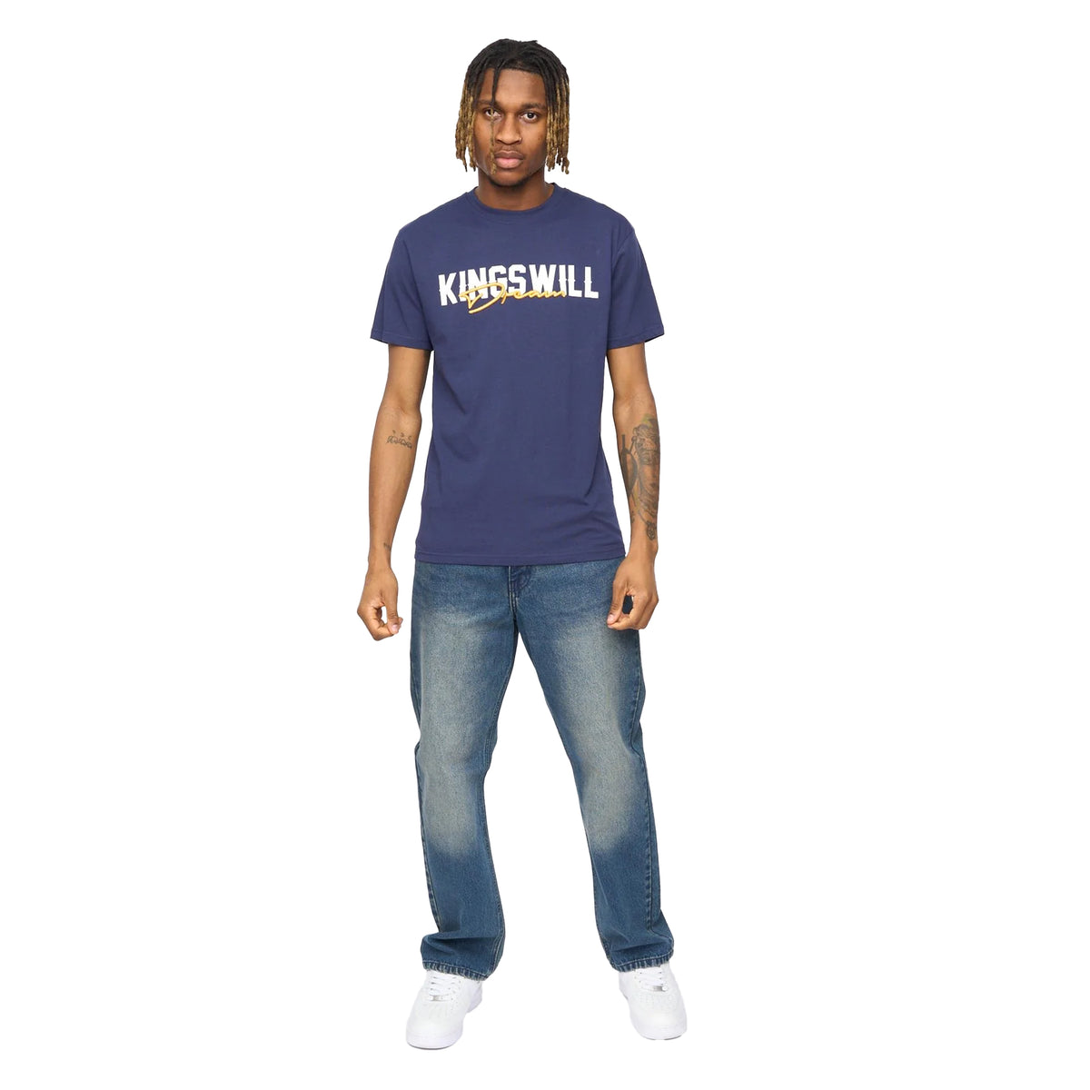 Navy - Lifestyle - Kings Will Dream Mens Bilkie Embroidered Logo T-Shirt