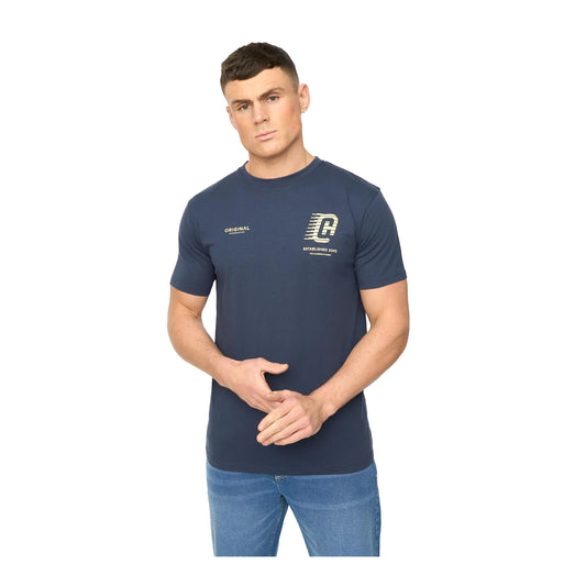Navy - Front - Crosshatch Mens Morville Cotton T-Shirt