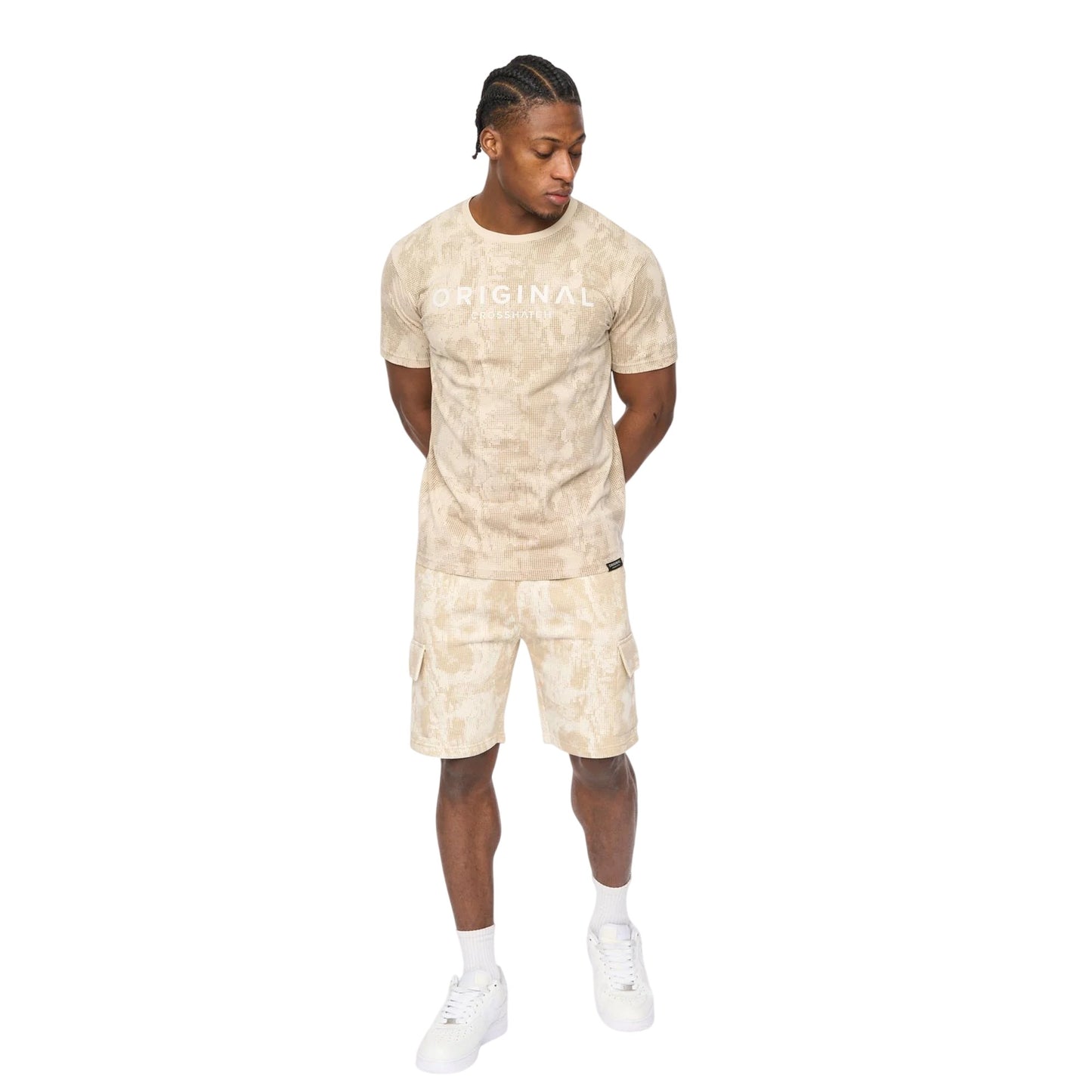 Neutral Camo - Side - Crosshatch Mens Bardon Camo Cargo Shorts
