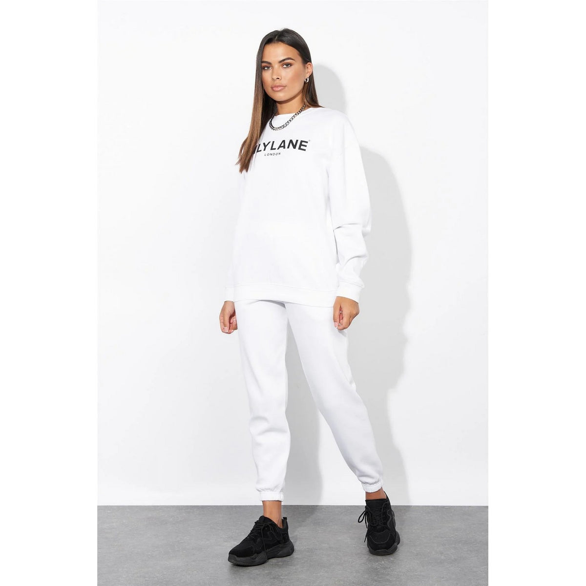 White - Pack Shot - Lily Lane Womens-Ladies Valeria Crew Neck Sweatshirt