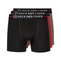 Olive-Red-Black - Front - Duck and Cover Mens Scorla Boxer Shorts (Pack of 3)