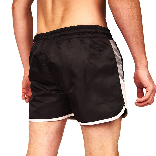 Black - Back - Crosshatch Mens Barli Swim Shorts
