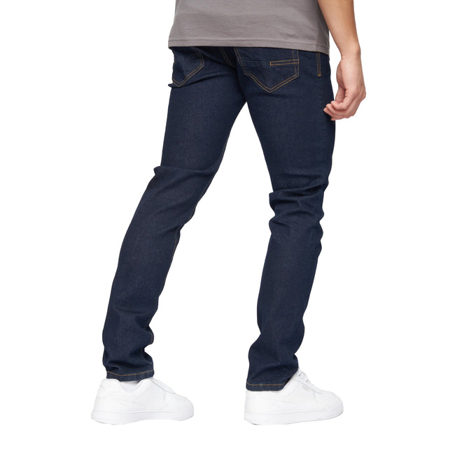 Indigo Wash - Back - Crosshatch Mens Buraca Slim Jeans