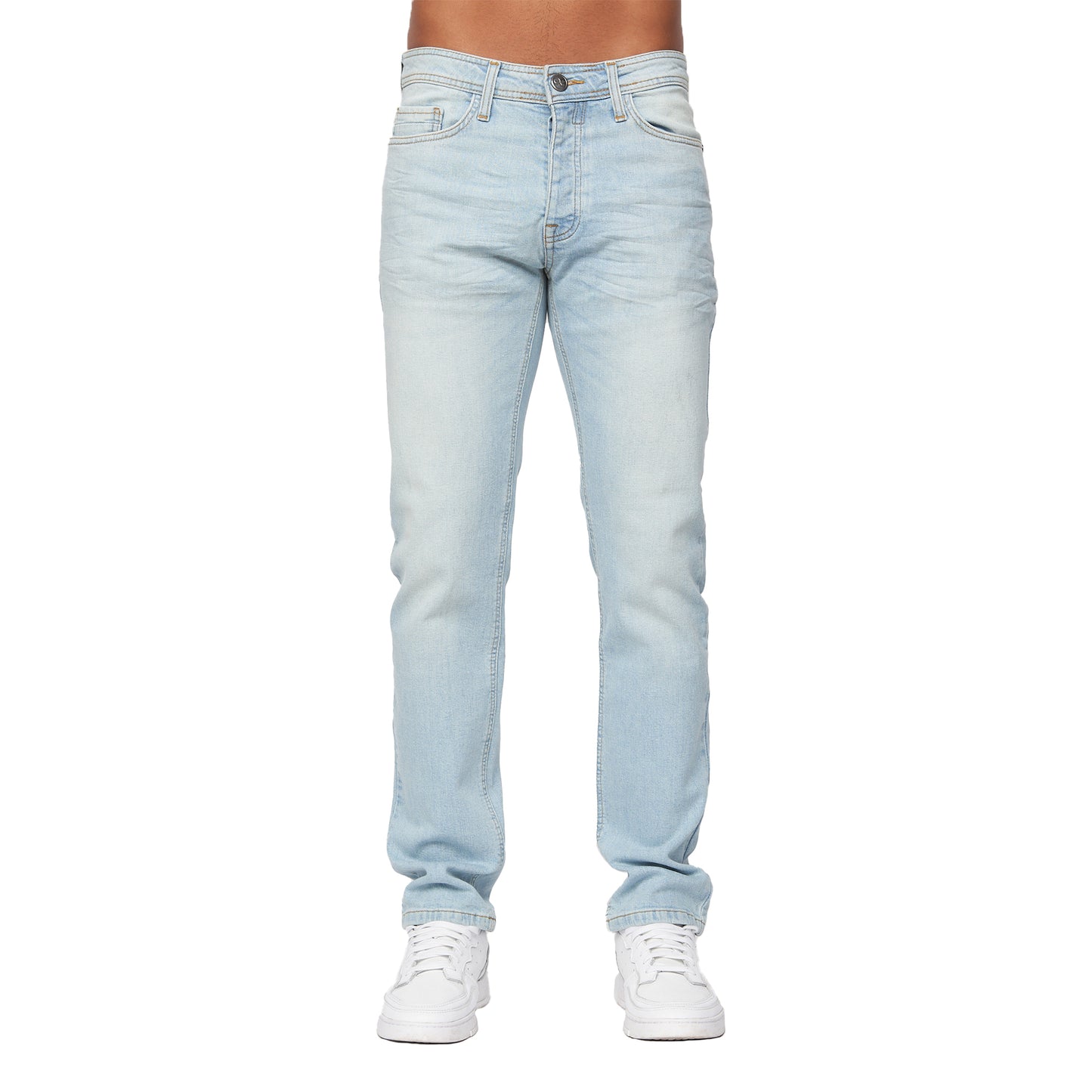 Light Wash - Close up - Crosshatch Mens Buraca Slim Jeans