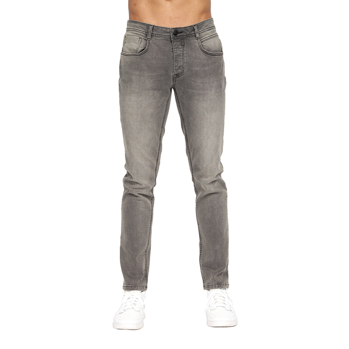 Light Grey Wash - Close up - Crosshatch Mens Malcolm Slim Jeans