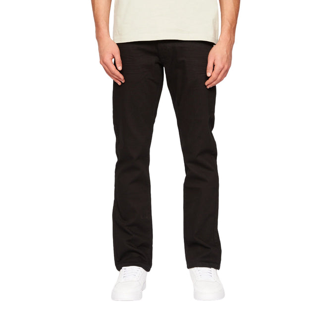 Solid Black - Front - Crosshatch Mens Cadman Straight Jeans