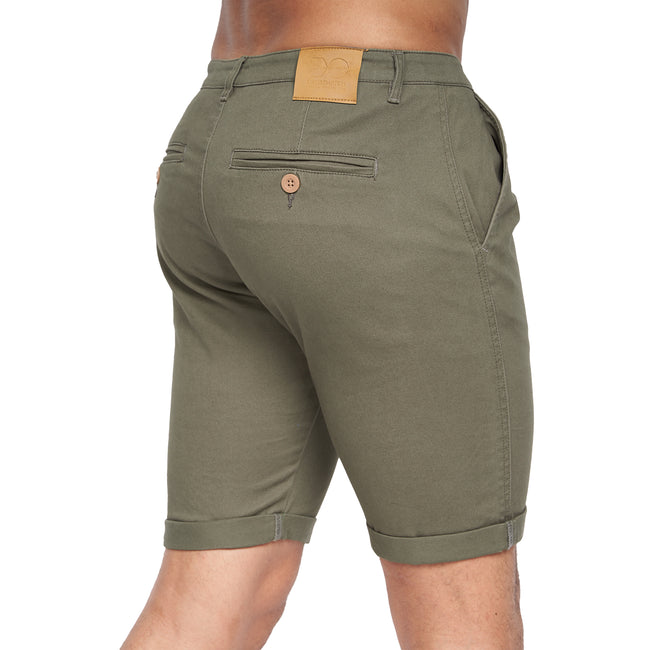 Khaki - Back - Crosshatch Mens Sinwood Chino Shorts