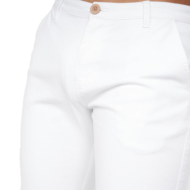 White - Pack Shot - Crosshatch Mens Sinwood Chino Shorts