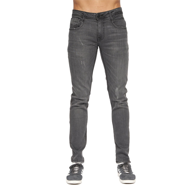 Mid Grey - Front - Duck and Cover Mens Tranfold Slim Jeans