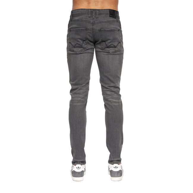 Mid Grey - Back - Duck and Cover Mens Tranfold Slim Jeans