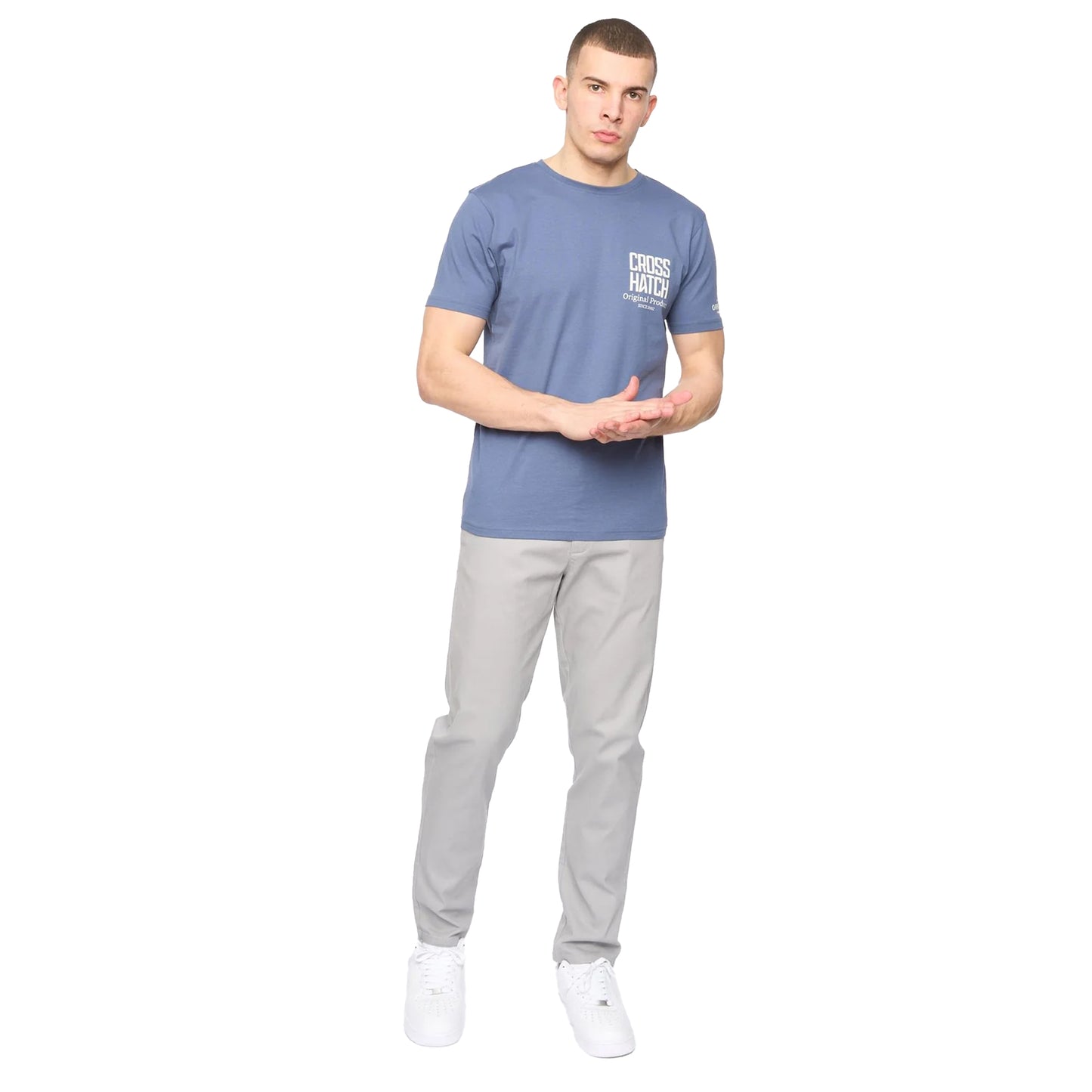 Light Grey - Pack Shot - Crosshatch Mens Roysden Chinos