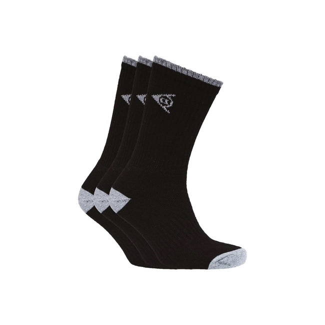 Black - Back - Dunlop Mens Shawlong Sports Socks (Pack of 3)