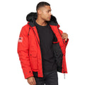 Red - Side - Born Rich Mens Emarnos Hooded Bomber Jacket