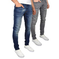 Grey-Tinted Blue - Front - Duck and Cover Mens Tranfold Slim Jeans (Pack of 2)
