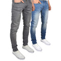 Grey-Stonewash - Front - Duck and Cover Mens Tranfold Slim Jeans (Pack of 2)