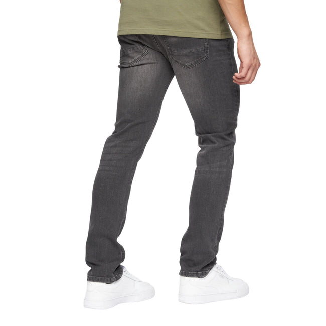 Grey Wash - Back - Crosshatch Mens Barbeck Slim Jeans
