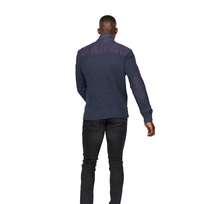 Navy Marl - Back - Crosshatch Mens Palax Knitted Jumper