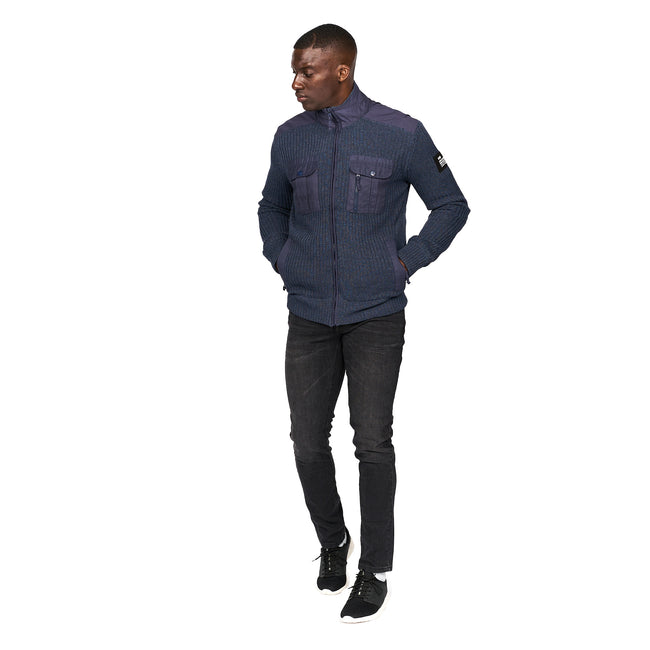 Navy Marl - Lifestyle - Crosshatch Mens Palax Knitted Jumper